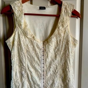 Cream colored short sleeve lace blouse